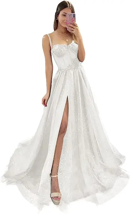 Shiny Tulle Evening Dress 2023 Sexy Black VNeck