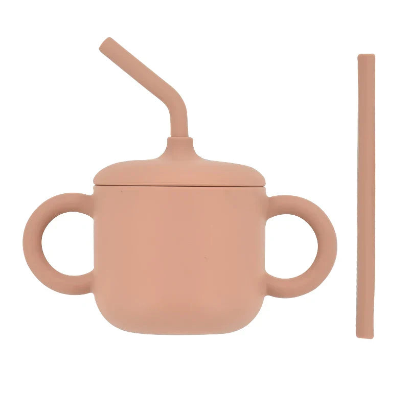 Silicone Baby Feeding Straw Cup Kids Learning Big
