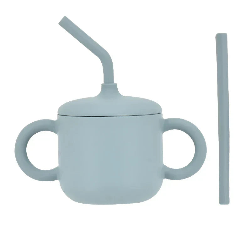 Silicone Baby Feeding Straw Cup Kids Learning Big