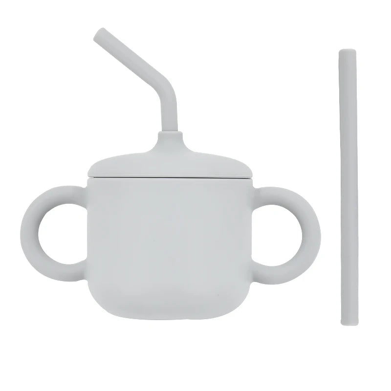 Silicone Baby Feeding Straw Cup Kids Learning Big