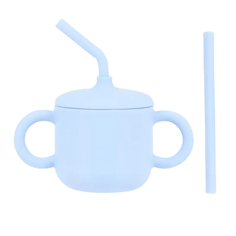 Silicone Baby Feeding Straw Cup Kids Learning Big