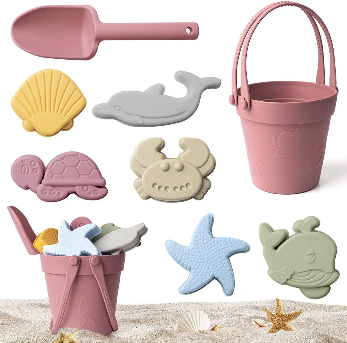 Silicone Beach Toys Set Kids Travel Friendly Beach