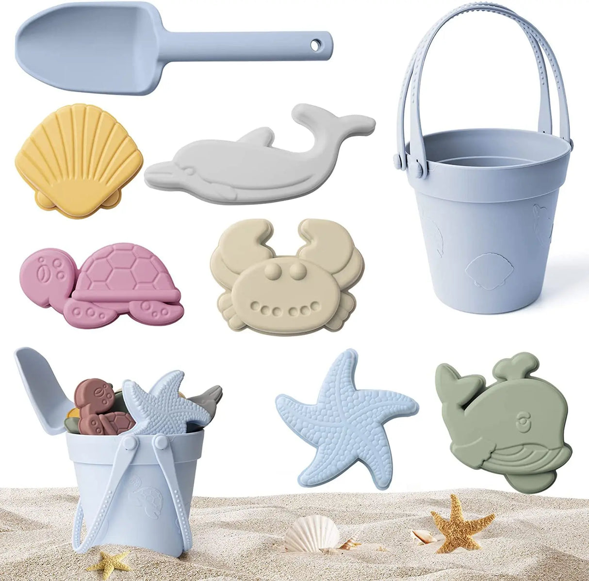 Silicone Beach Toys Set Kids Travel Friendly Beach
