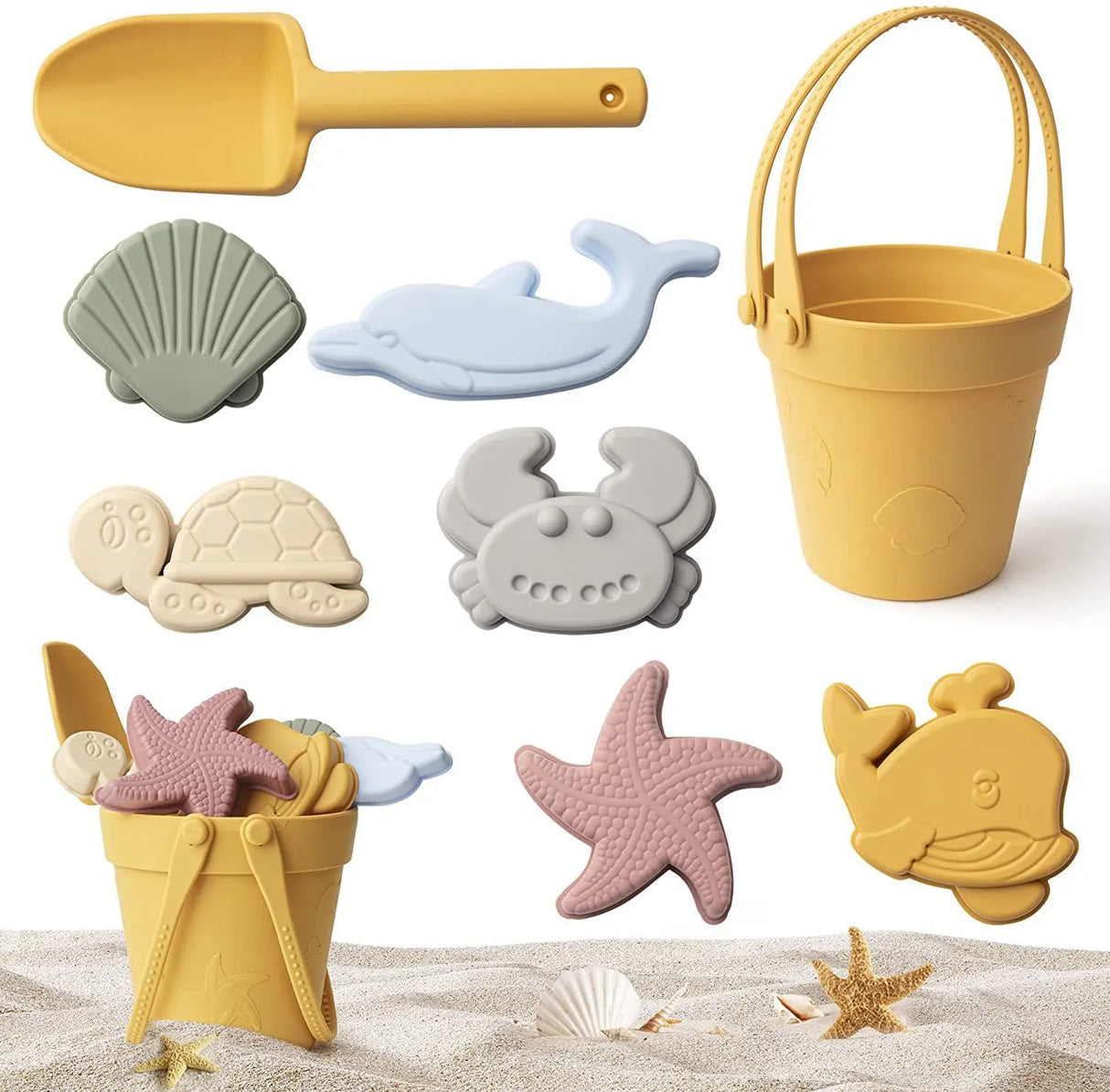 Silicone Beach Toys Set Kids Travel Friendly Beach