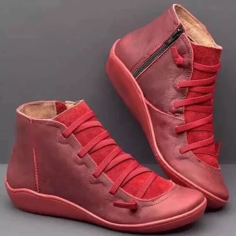 Snow Boots Women Winter Genuine leather Ankle Spring flat Shoes woman Short Vintage Boots With Fur 2022 for women lace up boots