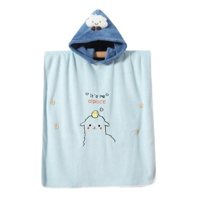 Soft Coral Fleece Baby Bath Towel Cartoon Hooded