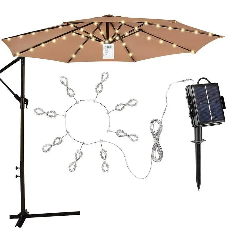 Solar LED Lighted Patio Umbrella Cantilever Hanging Umbrella