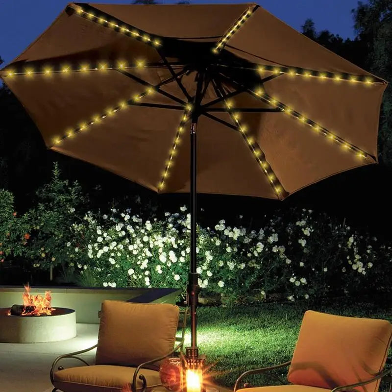 Solar LED Lighted Patio Umbrella Cantilever Hanging Umbrella