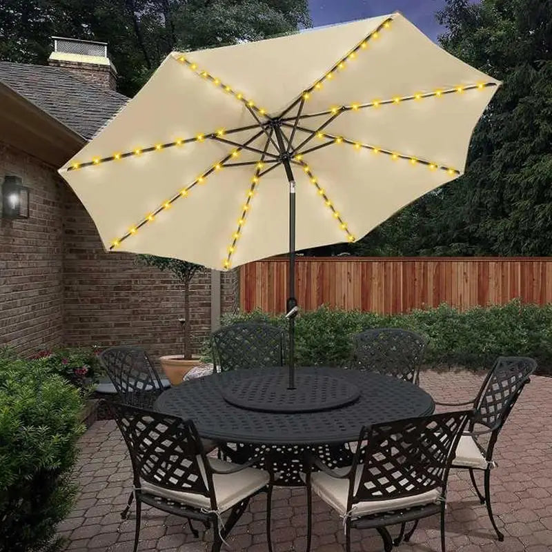 Solar LED Lighted Patio Umbrella Cantilever Hanging Umbrella