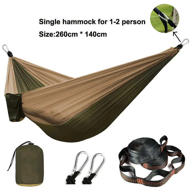 Solid Color Parachute Hammock with Hammock straps and