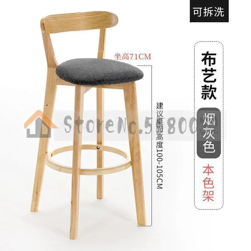Solid Wood Bar Chair Back Simple North European