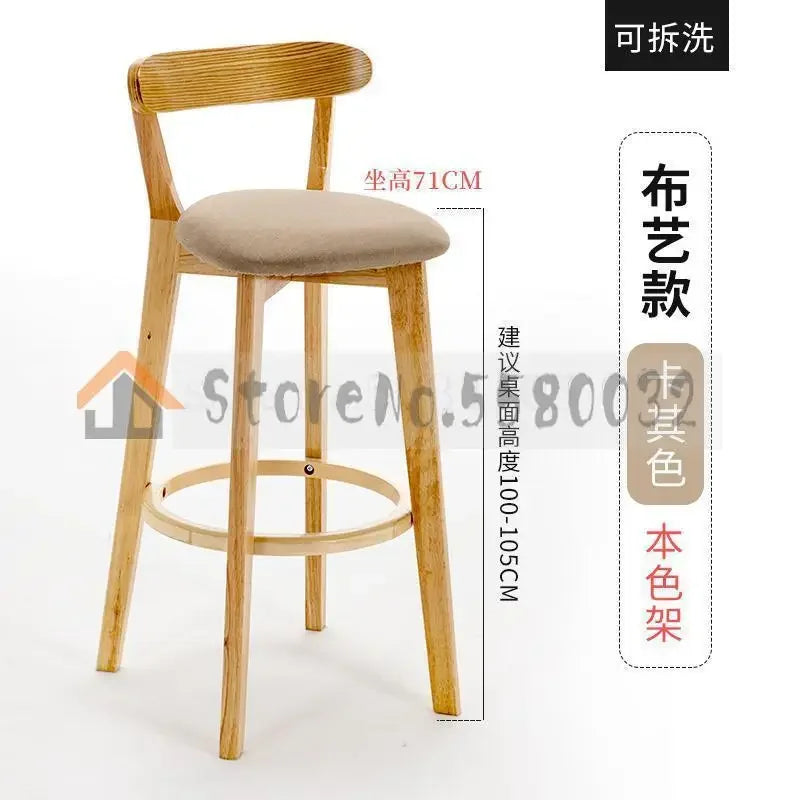 Solid Wood Bar Chair Back Simple North European