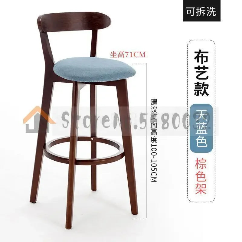 Solid Wood Bar Chair Back Simple North European