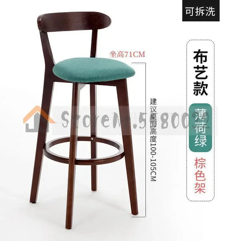 Solid Wood Bar Chair Back Simple North European