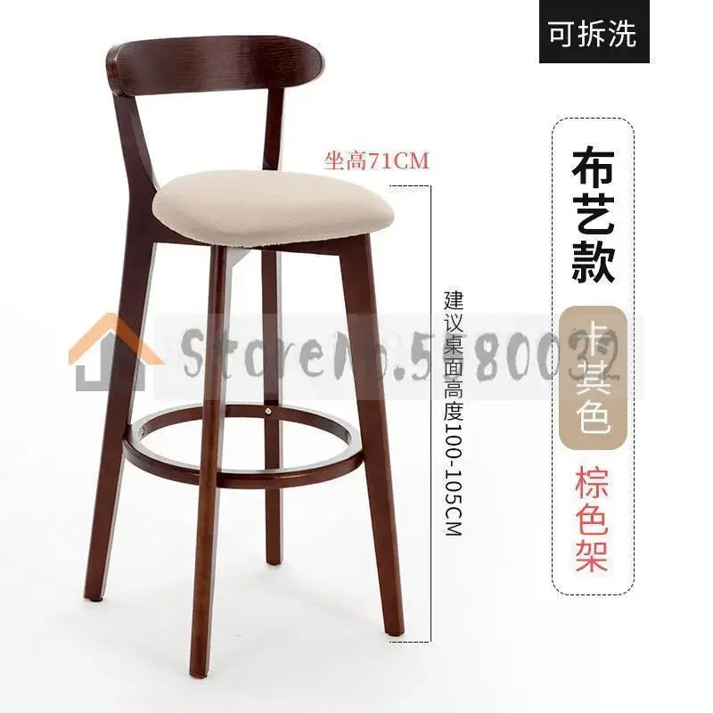 Solid Wood Bar Chair Back Simple North European