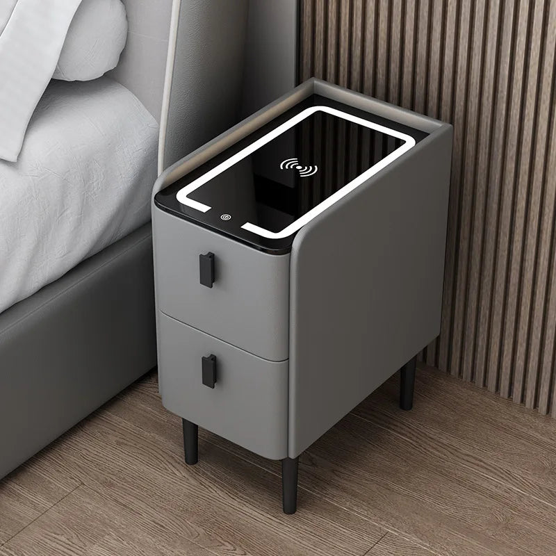 Solid Wood Bedside Table Nordic Style Smart Bedroom
