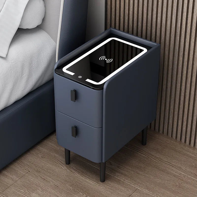 Solid Wood Bedside Table Nordic Style Smart Bedroom
