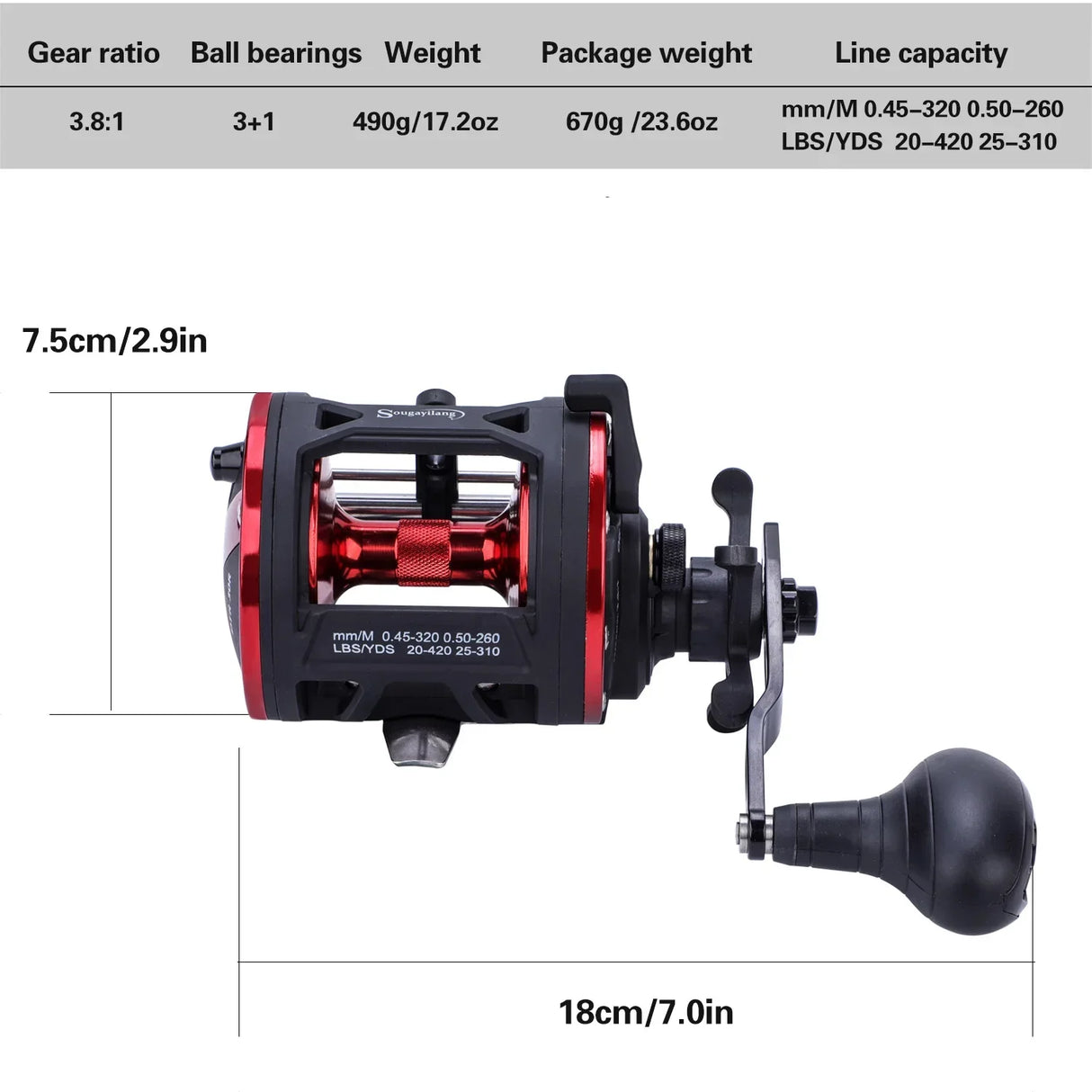 Sougayilang Saltwater Fishing Reels 3+1bb Casting Sea Fishing