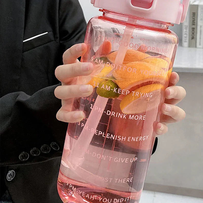 Sports Water Bottle With Straw 2 Liter Men