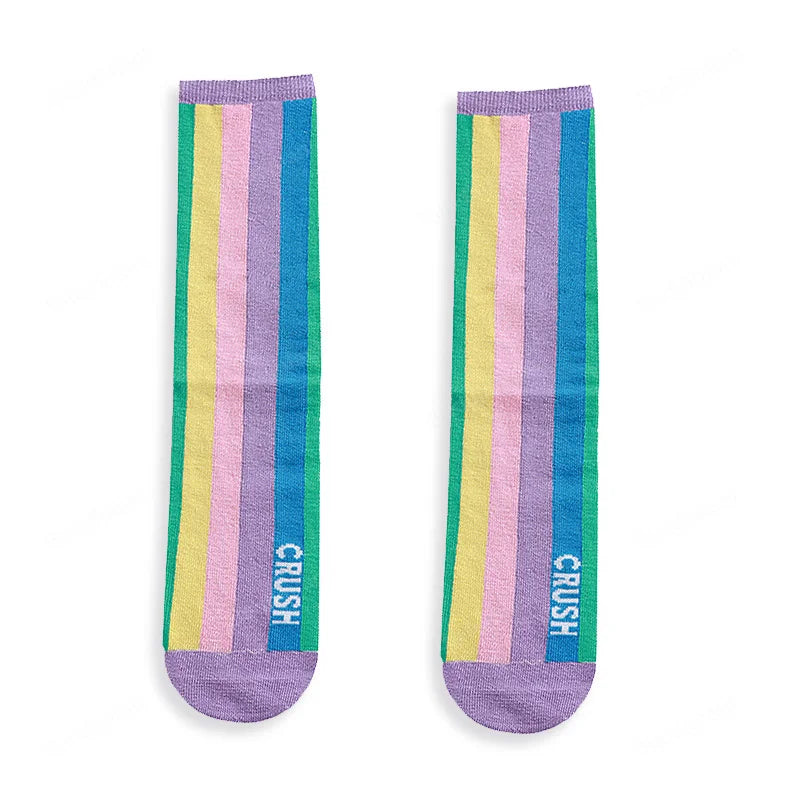 Spring Autumn Girls Cotton Socks Rainbow Multicolor Kids