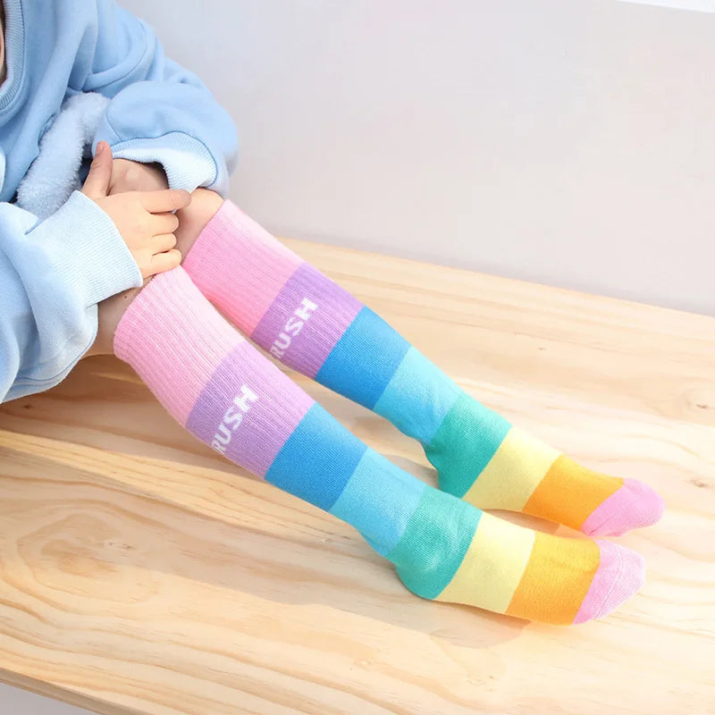 Spring Autumn Girls Cotton Socks Rainbow Multicolor Kids