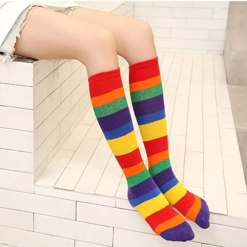 Spring Autumn Girls Cotton Socks Rainbow Multicolor Kids