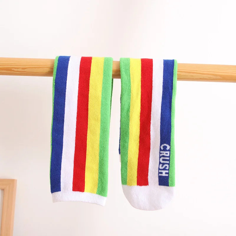 Spring Autumn Girls Cotton Socks Rainbow Multicolor Kids