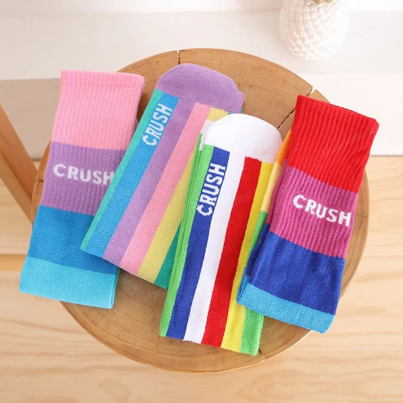 Spring Autumn Girls Cotton Socks Rainbow Multicolor Kids