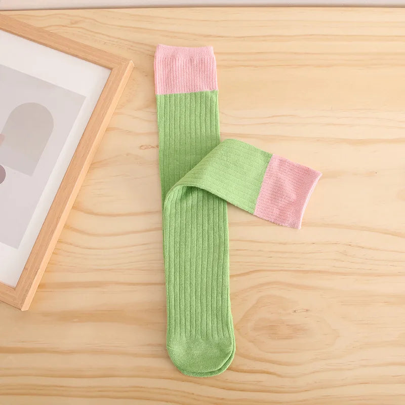 Spring Autumn Girls Cotton Socks Rainbow Multicolor Kids