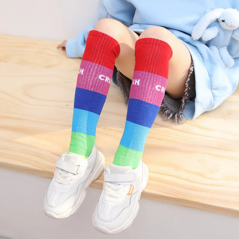 Spring Autumn Girls Cotton Socks Rainbow Multicolor Kids