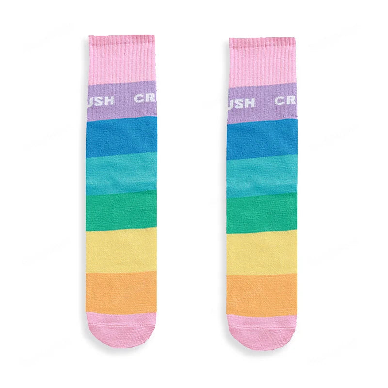 Spring Autumn Girls Cotton Socks Rainbow Multicolor Kids