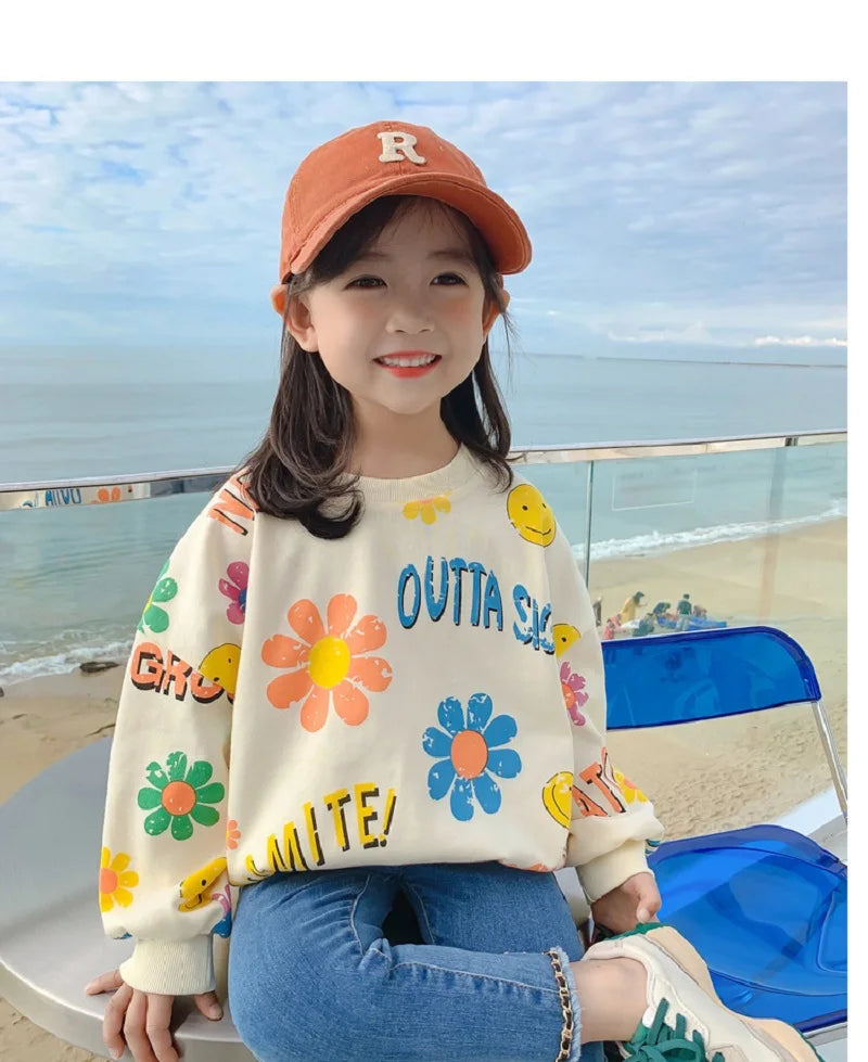 Spring Autumn Kids Cotton Lovely Floral Sweatshirt Baby