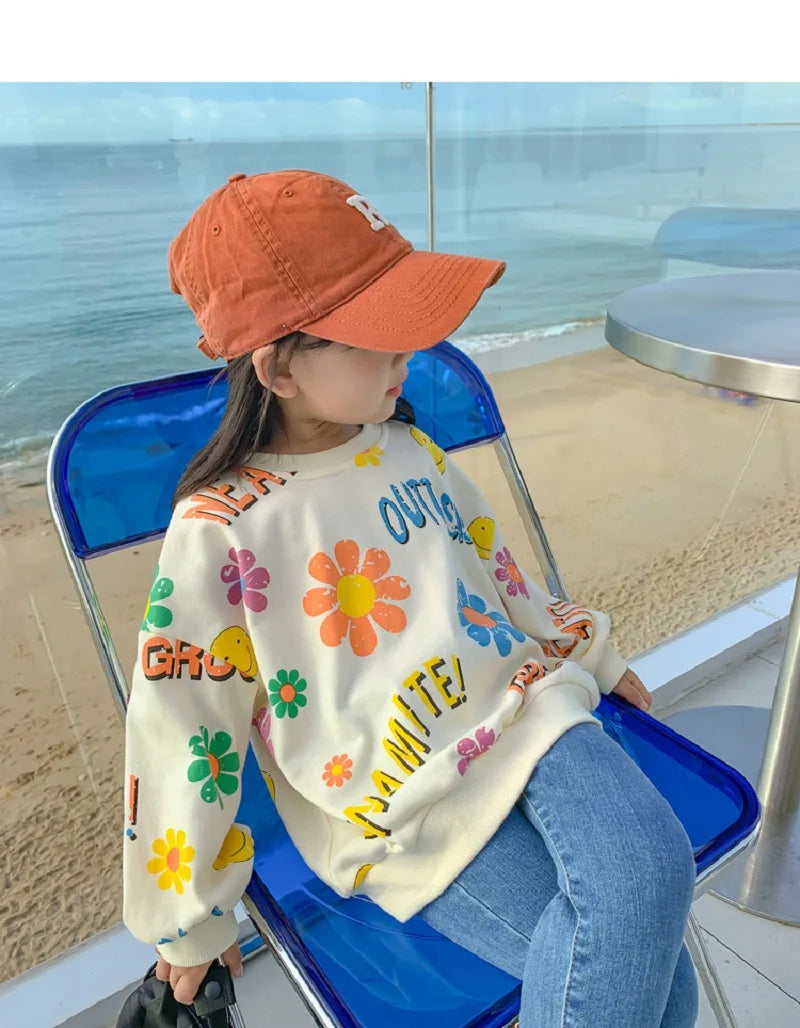 Spring Autumn Kids Cotton Lovely Floral Sweatshirt Baby