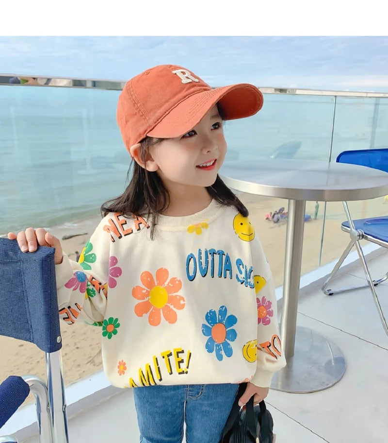 Spring Autumn Kids Cotton Lovely Floral Sweatshirt Baby