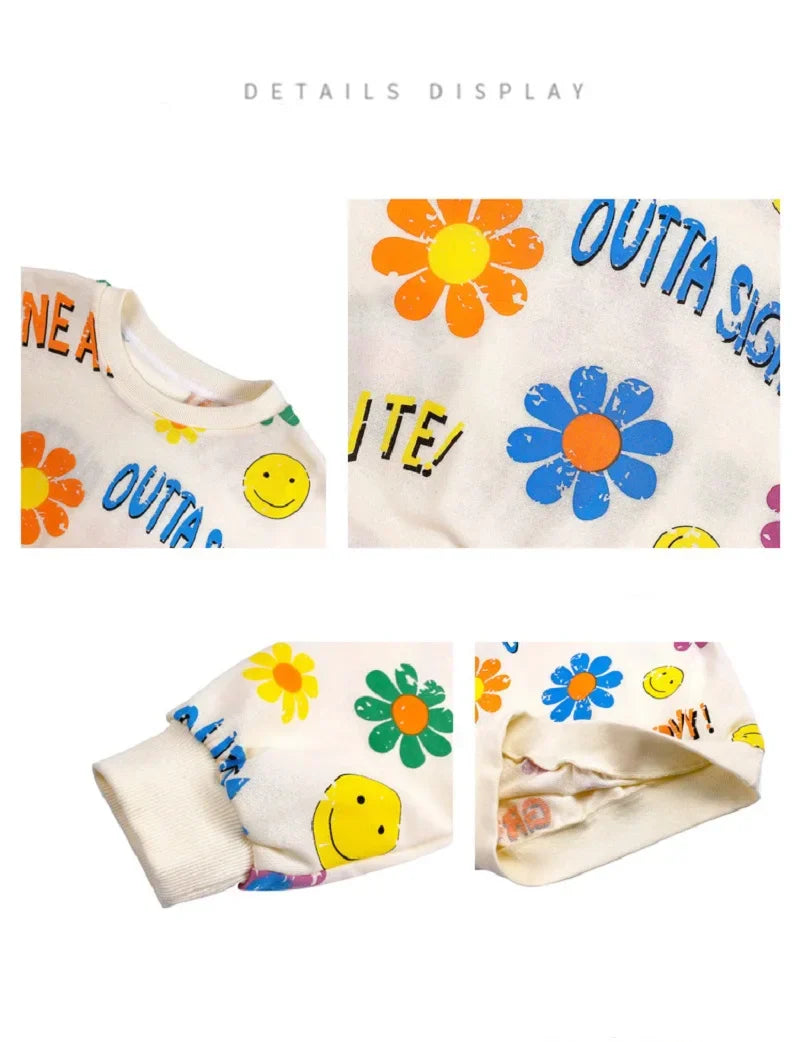 Spring Autumn Kids Cotton Lovely Floral Sweatshirt Baby