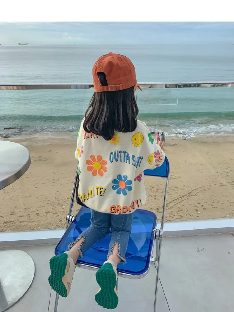 Spring Autumn Kids Cotton Lovely Floral Sweatshirt Baby