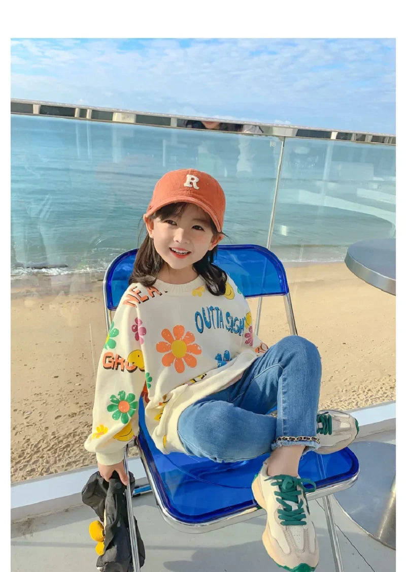 Spring Autumn Kids Cotton Lovely Floral Sweatshirt Baby