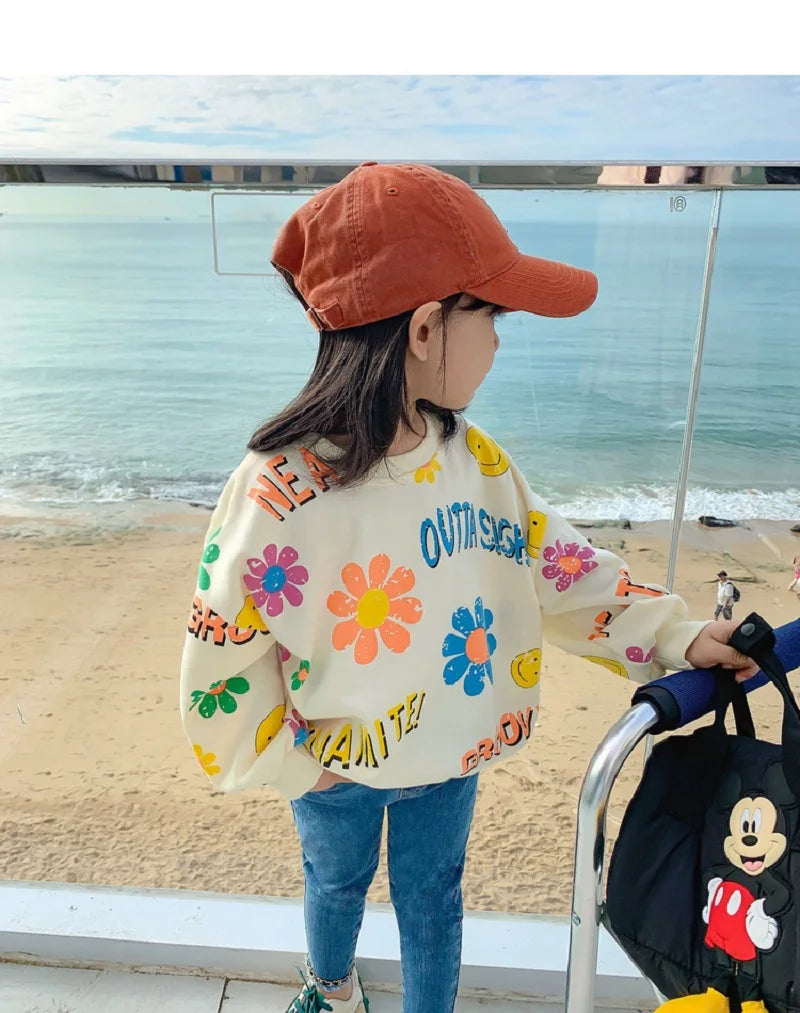 Spring Autumn Kids Cotton Lovely Floral Sweatshirt Baby
