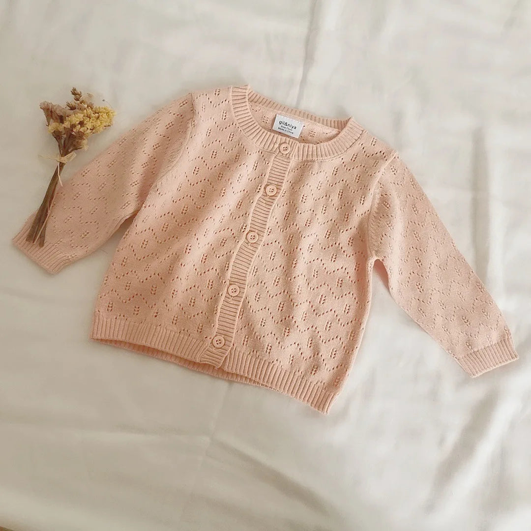 Spring Baby Girl Hollow Knitted Sweater Cardigans Summer