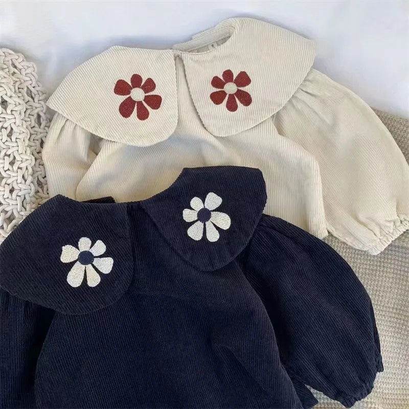 Spring New Baby Girl Long Sleeve Corduroy Shirts