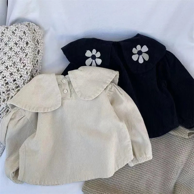 Spring New Baby Girl Long Sleeve Corduroy Shirts