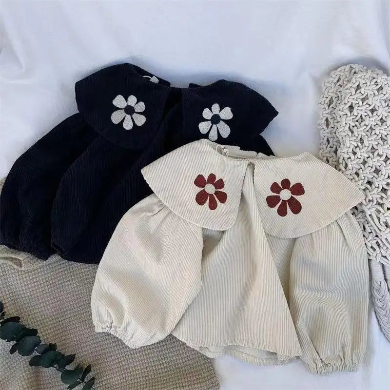 Spring New Baby Girl Long Sleeve Corduroy Shirts
