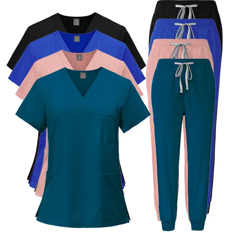 Surgical Uniforms Woman Nursing Enfermeria Sets Top + Pant Articles Medical Uniform Scrubs Clinical Beauty Salon hospital Suits