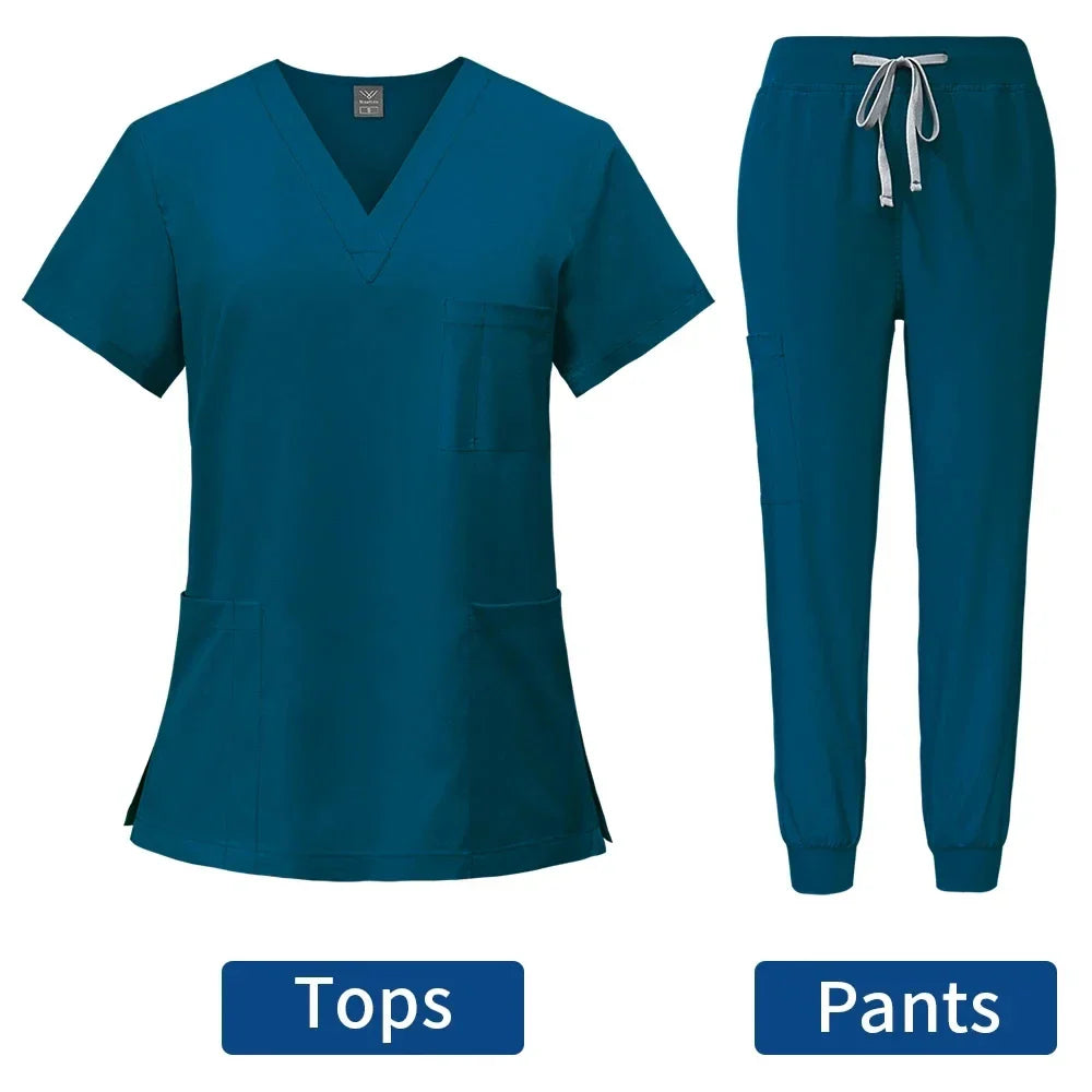 Surgical Uniforms Woman Nursing Enfermeria Sets Top + Pant Articles Medical Uniform Scrubs Clinical Beauty Salon hospital Suits