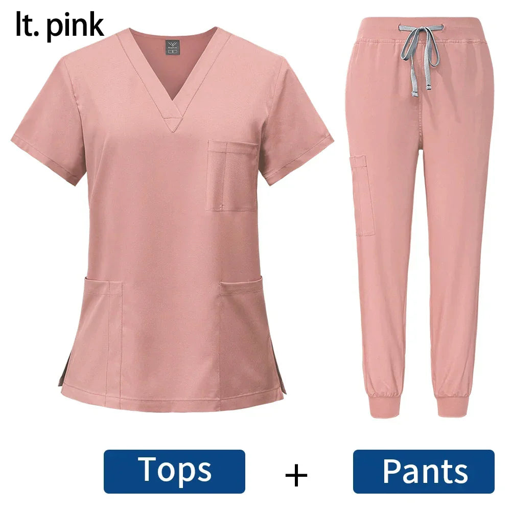 Surgical Uniforms Woman Nursing Enfermeria Sets Top + Pant Articles Medical Uniform Scrubs Clinical Beauty Salon hospital Suits