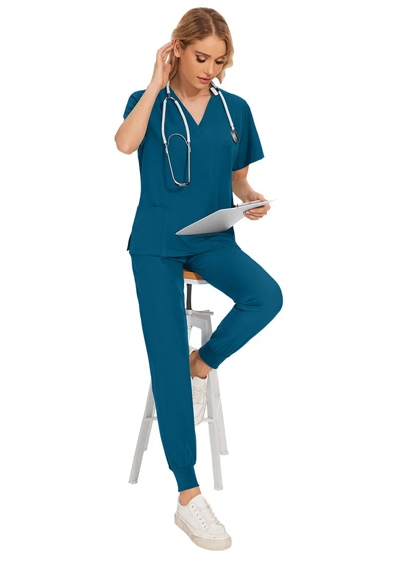 Surgical Uniforms Woman Nursing Enfermeria Sets Top + Pant Articles Medical Uniform Scrubs Clinical Beauty Salon hospital Suits