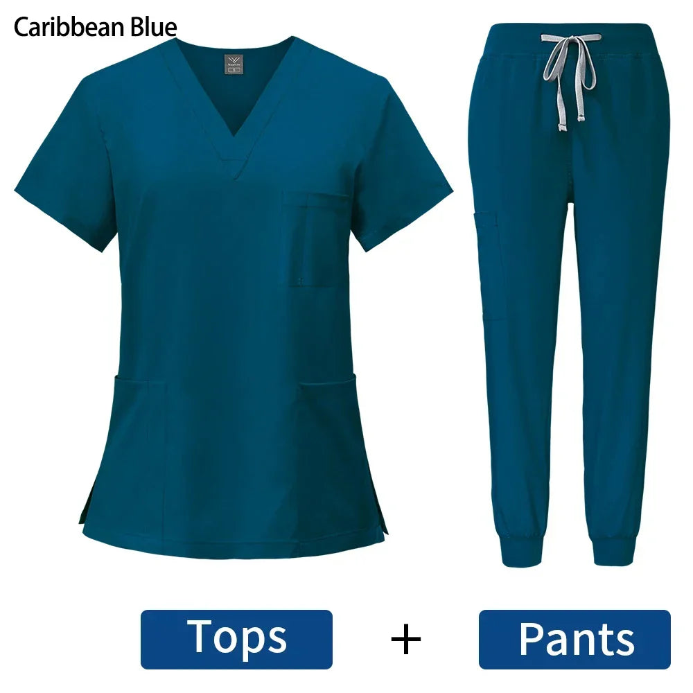Surgical Uniforms Woman Nursing Enfermeria Sets Top + Pant Articles Medical Uniform Scrubs Clinical Beauty Salon hospital Suits