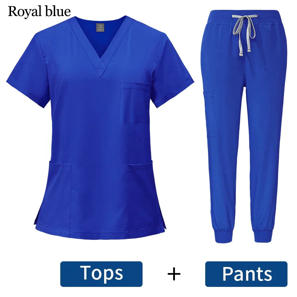 Surgical Uniforms Woman Nursing Enfermeria Sets Top + Pant Articles Medical Uniform Scrubs Clinical Beauty Salon hospital Suits