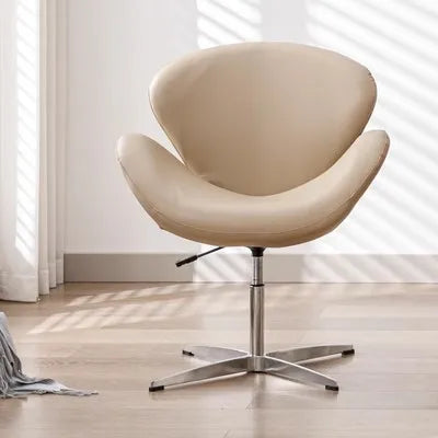 Swan Chair Fabric Sofa Chair Solid Color Cream