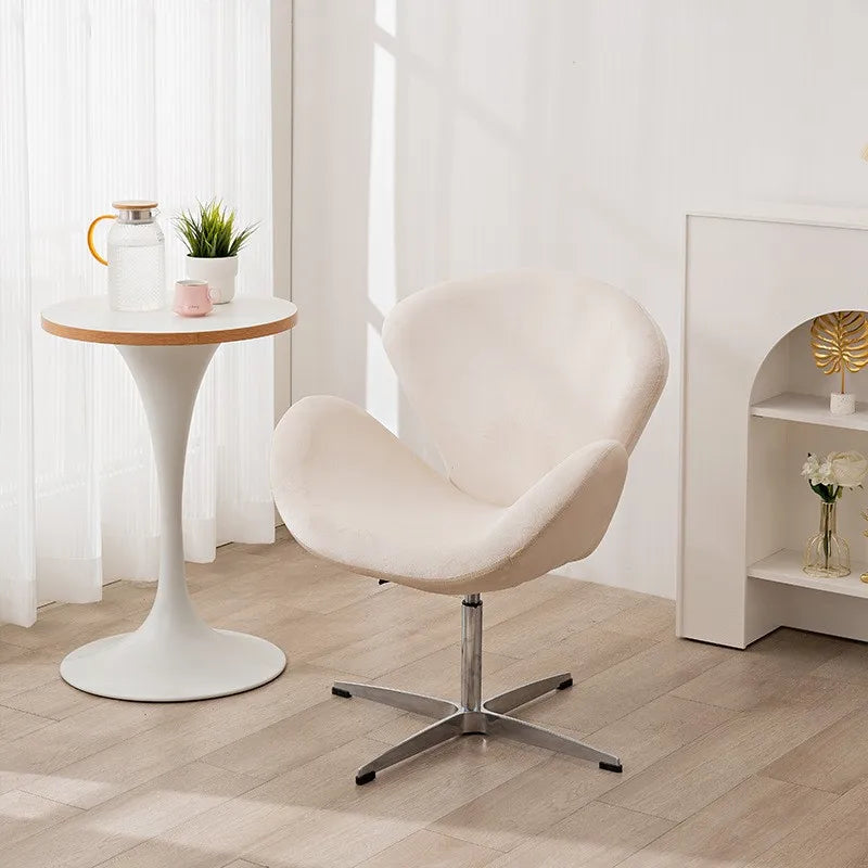Swan Chair Fabric Sofa Chair Solid Color Cream